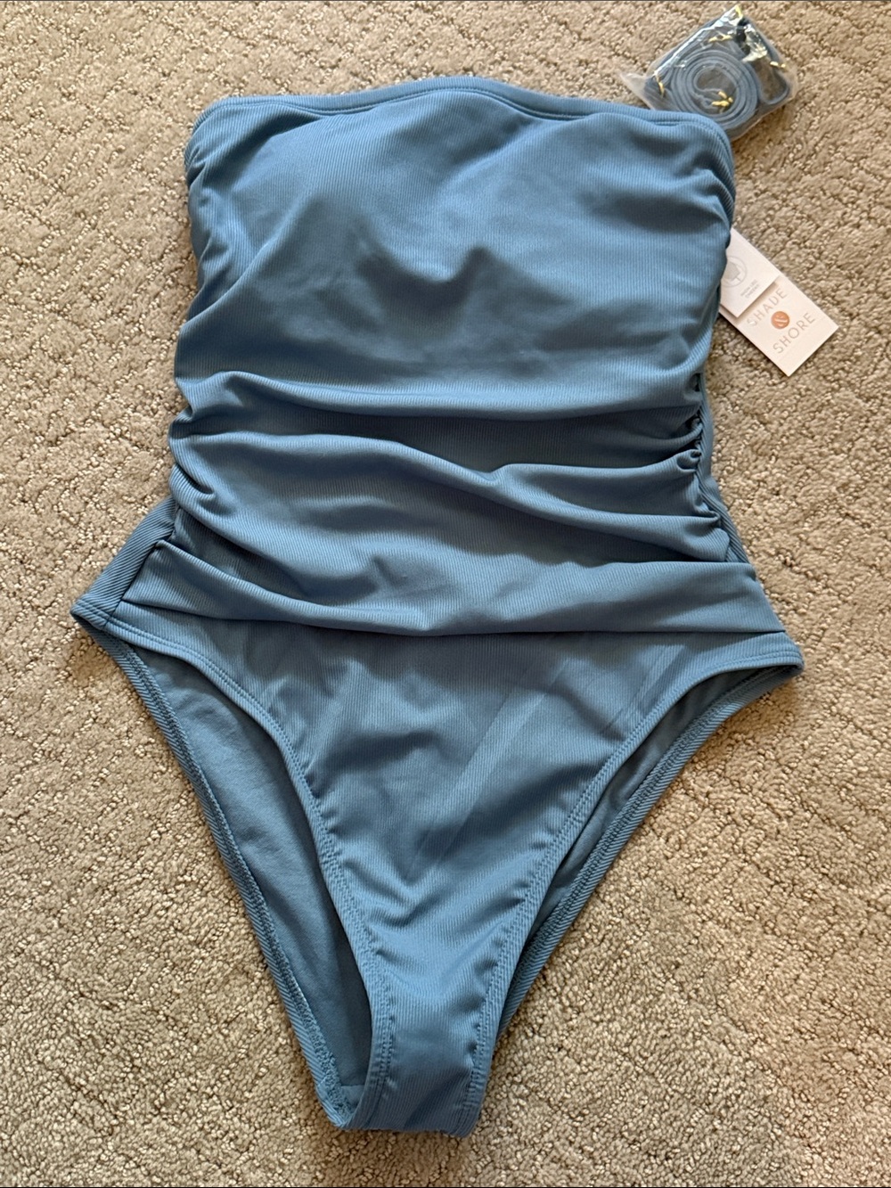 Shade & Shore Strapless One-Piece Swimsuit in Dusty Blue